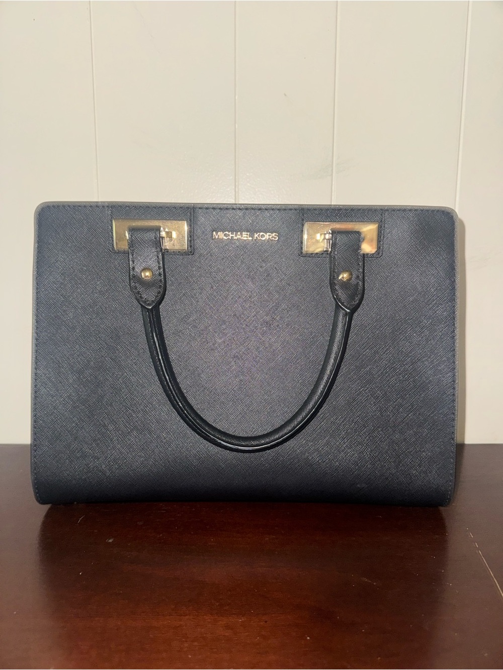 MICHAEL KORS Black Leather Satchel